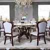 Cargar imagen en el visor de la galería, luxury antique European style round white marble top dining table set 6 chairs dining table set