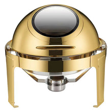Load image into Gallery viewer, Luxury Large Stainless Steel Chafing Dish Gold 6.5L Big Roll Top Round Catering Chafing Dish Food Warmer