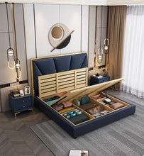 Загрузить изображение в средство просмотра галереи, Latest Luxury Modern Simple Bed Room Furniture Bedroom Set Bed Frame Solid Wooden King Size Fabric Bed