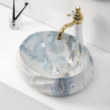 Load image into Gallery viewer, Hotel decorative european marble stone design lavabos luxury bathroom sink hand face wash basin porcelain marble basin