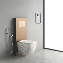 Load image into Gallery viewer, Toilet Bathroom White and Gold Porcelain Fashion Luxury Wall Hung Toilet High Quality Rimless Wall Hung