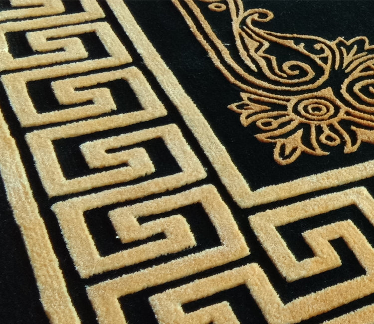 Hand tufted Carpet Wool Silk materials black gold high quality rugs