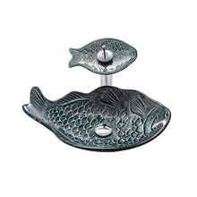 Load image into Gallery viewer, Glass Table Top Sink for Bathroom Vessel Blue Fish Shape with Faucet and Pop Up Drainer Included Basins Sink