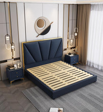 Загрузить изображение в средство просмотра галереи, Latest Luxury Modern Simple Bed Room Furniture Bedroom Set Bed Frame Solid Wooden King Size Fabric Bed