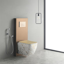 Load image into Gallery viewer, Toilet Bathroom White and Gold Porcelain Fashion Luxury Wall Hung Toilet High Quality Rimless Wall Hung