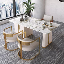 Load image into Gallery viewer, Gold Stainless Steel Accent Chair PU Leather Upholster Dining Chair