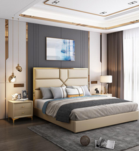 Load image into Gallery viewer, High Quality Solid Wood Oak BedDouble Bed Designs In WoodLeather Upholstery Bed