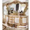 Load image into Gallery viewer, luxury dining wine cabinet set golden foil hand soild wood carved Italian style dining room furniture dining table