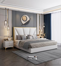 Загрузить изображение в средство просмотра галереи, Latest Luxury Modern Simple Bed Room Furniture Bedroom Set Bed Frame Solid Wooden King Size Fabric Bed