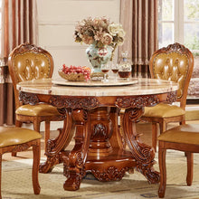 Cargar imagen en el visor de la galería, dinning room set with marble top dining room furniture luxury dining table set 6 seater with chair royal round dining table