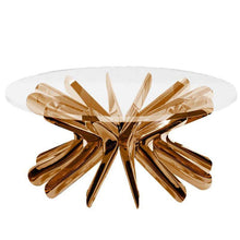 Lade das Bild in den Galerie-Viewer, Gold rectangle steel metal chrome office home goods coffee table
