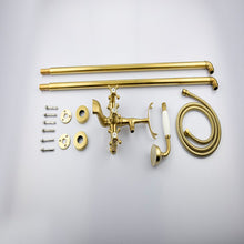 Cargar imagen en el visor de la galería, Bathroom Brushed Gold Floor Mount Free Standing Bathtub Faucet Shower System Set