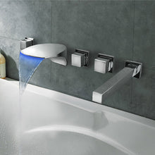 Cargar imagen en el visor de la galería, Bathroom wall mount Widespraed 5pcs LED Light Waterfall tap Spout Bathtub Faucet with Hand Shower