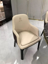 Load image into Gallery viewer, High grade unique design luxury modern wooden 6 chairs marble top round dining table set