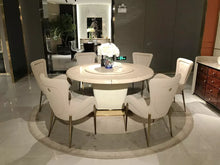 Load image into Gallery viewer, Luxury modern wood stainless steel leather material furniture sets dining room