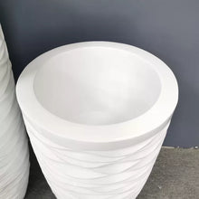Load image into Gallery viewer, Modern Style Embossed Decorative Flower Vase White Fiberglass pots Bucket Shape Planter