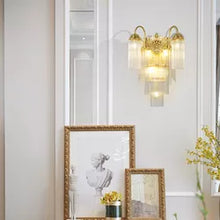 Load image into Gallery viewer, Luxury Bedroom Corridor Decorative Lighting French Brass Glass Rod Led Wall Mounted Lamp
