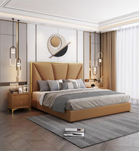 Загрузить изображение в средство просмотра галереи, Latest Luxury Modern Simple Bed Room Furniture Bedroom Set Bed Frame Solid Wooden King Size Fabric Bed