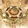 Cargar imagen en el visor de la galería, solid oak royal dining table gold, dining room set luxury round italian dining table luxury, marble dining table set 8 seater