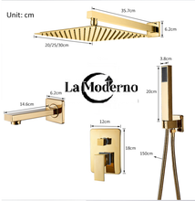 Load image into Gallery viewer, Gold Shower Set Rain Shower Head Bathroom Gold Shower Kit