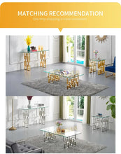 Загрузить изображение в средство просмотра галереи, Bedroom furniture corner table side gold frame glass corner luxury gold glass metal modern side table modern side table
