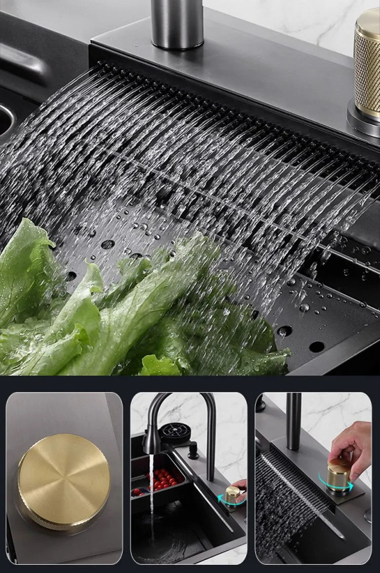 Kitchen Sink 304 Stainless Steel Nano Raindance Waterfall Home