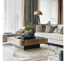 Lade das Bild in den Galerie-Viewer, Deluxe Stainless steel furniture living room glass table square coffee table sets