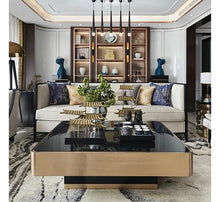 Lade das Bild in den Galerie-Viewer, Deluxe Stainless steel furniture living room glass table square coffee table sets