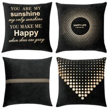 Charger l'image dans la galerie, Supplier Home Decor Sofa Black Pillow Case Velvet Gold Stamping Throw Pillow Cover Leaves Letters Foil Cushion Covers