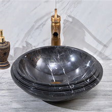 Загрузить изображение в средство просмотра галереи, Black and White Marble Natural Stone Sink Bathroom