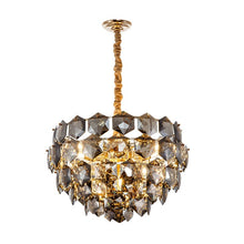 Load image into Gallery viewer, Contemporary design home decorative round grey crystal gold pendant lights hotel luxury modern