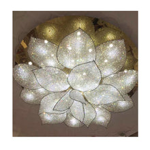 Cargar imagen en el visor de la galería, Custom Lotus Crystal Lamp Hotel Lobby Pineapple Bead Woven Mesh Chandeliers