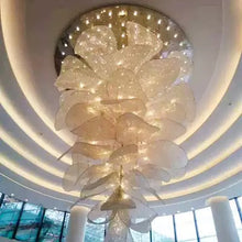 Cargar imagen en el visor de la galería, Custom Lotus Crystal Lamp Hotel Lobby Pineapple Bead Woven Mesh Chandeliers