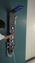 Charger et lire la vidéo dans la visionneuse de la Galerie, LED Bath Shower Faucet Stainless Steel Digital Display Bath Shower Panel Tower Shower Column Waterfall Rainfall Massage SPA Jet