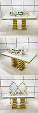 Load image into Gallery viewer, White Tempered Glass Top Metal Sweetheart Royal Design Dining Table Sets