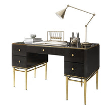 Load image into Gallery viewer, light luxury home writing desk stainless steel computer desk with drawers modern Minimalist wooden office computer desk