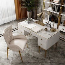 Load image into Gallery viewer, light luxury home writing desk stainless steel computer desk with drawers modern Minimalist wooden office computer desk