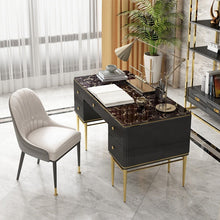 Load image into Gallery viewer, light luxury home writing desk stainless steel computer desk with drawers modern Minimalist wooden office computer desk