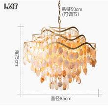 Load image into Gallery viewer, Living room bedroom modern golden pendant lights natural shell decorated round luxury k9 crystal chandelier "Price depends on the size you need"