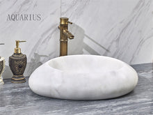 Загрузить изображение в средство просмотра галереи, luxury art stone white marble cobblestone shape basins sinks
