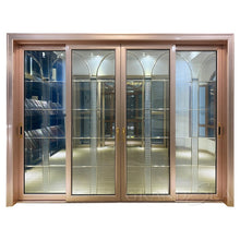 Load image into Gallery viewer, Luxury Design Rose Gold Frame Sliding Glass Door With Art Glass  (PLEASE SEND YOUR SIZE)