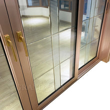 Load image into Gallery viewer, Luxury Design Rose Gold Frame Sliding Glass Door With Art Glass  (PLEASE SEND YOUR SIZE)