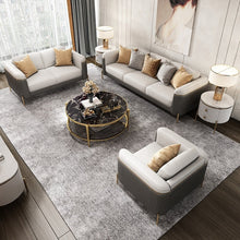 Load image into Gallery viewer, Luxury leather modern stainless steel furniture sofa living room featured three seater sofa
