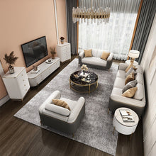 Load image into Gallery viewer, Luxury leather modern stainless steel furniture sofa living room featured three seater sofa