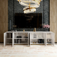 Load image into Gallery viewer, luxury modern simple design tv cabinet Glass and stainless steel hotel tv cabinet tv stand living room furniture modern