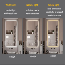 Load image into Gallery viewer, 100x60cm HD Mirror Wall Mounted Illuminated Smart Led Mirror Details: Tricolor+ Antifog + time date + High definition Glass