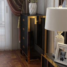 Load image into Gallery viewer, Modern light luxury 4 drawer high density panel living room bedroom storage cabinet black side cabinet sideboard buffet