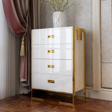 Load image into Gallery viewer, Modern light luxury 4 drawer high density panel living room bedroom storage cabinet black side cabinet sideboard buffet