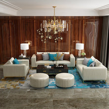Load image into Gallery viewer, Modern Light luxury leather stainless steel furniture sofa living room 123 combination sofa