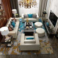 Load image into Gallery viewer, Modern Light luxury leather stainless steel furniture sofa living room 123 combination sofa